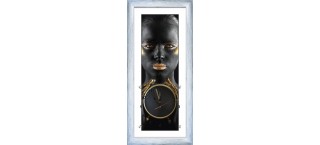 Часы-картина с паспарту в серебрянном багете 20х50 CTN(72)